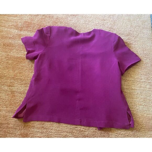 Shomi Vintage Silk  Lined Short Sleeve Button Up Women’s Pink Jacket Size 14 - Picture 10 of 10